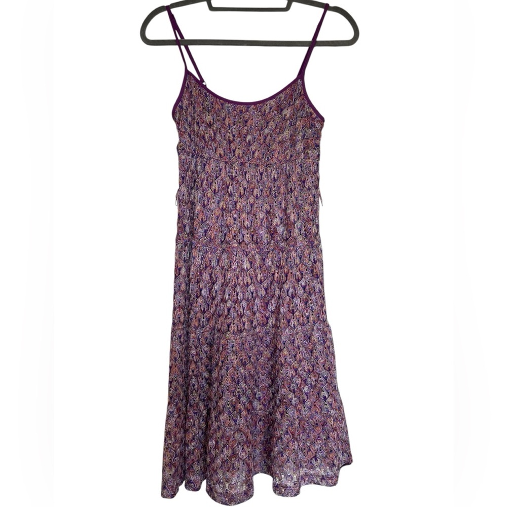 Trina Turk Serpentine Lace Fortuna Crochet‎ Purple Silk Lined Dress